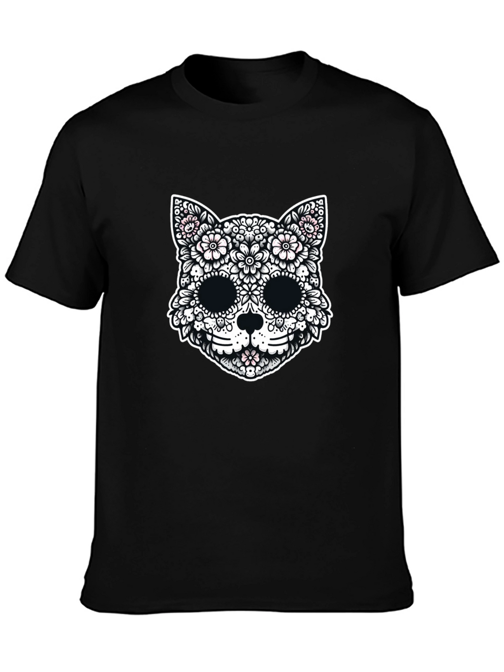 Floral Cat Sugar Skull Graphic Tee