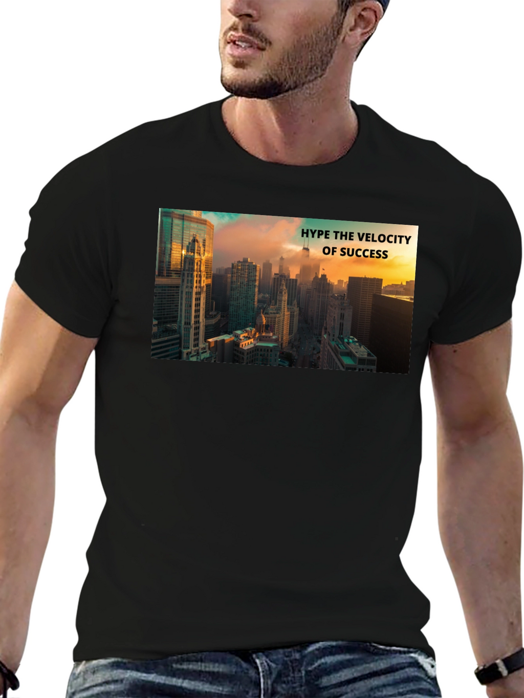 Success Velocity Cityscape Black T-Shirt