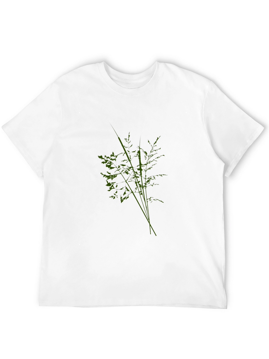 Mens Black Tee with Abstract Green Plant Design