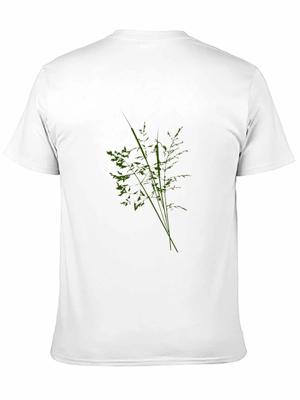 Mens Black Tee with Abstract Green Plant Design