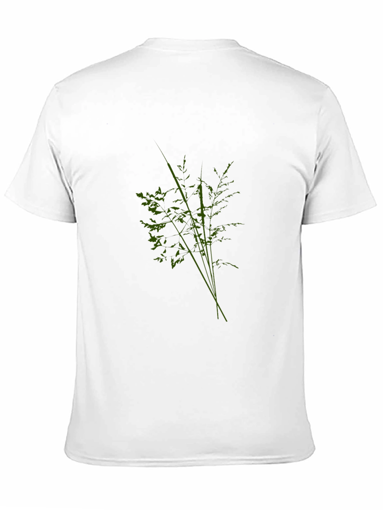 Mens Black Tee with Abstract Green Plant Design