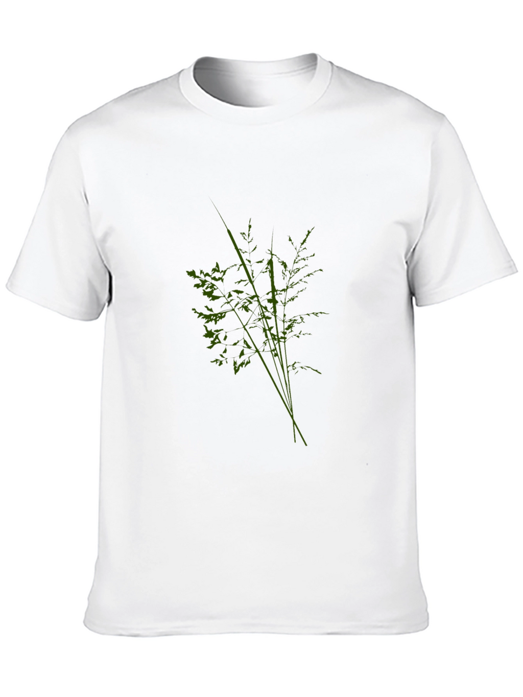 Mens Black Tee with Abstract Green Plant Design