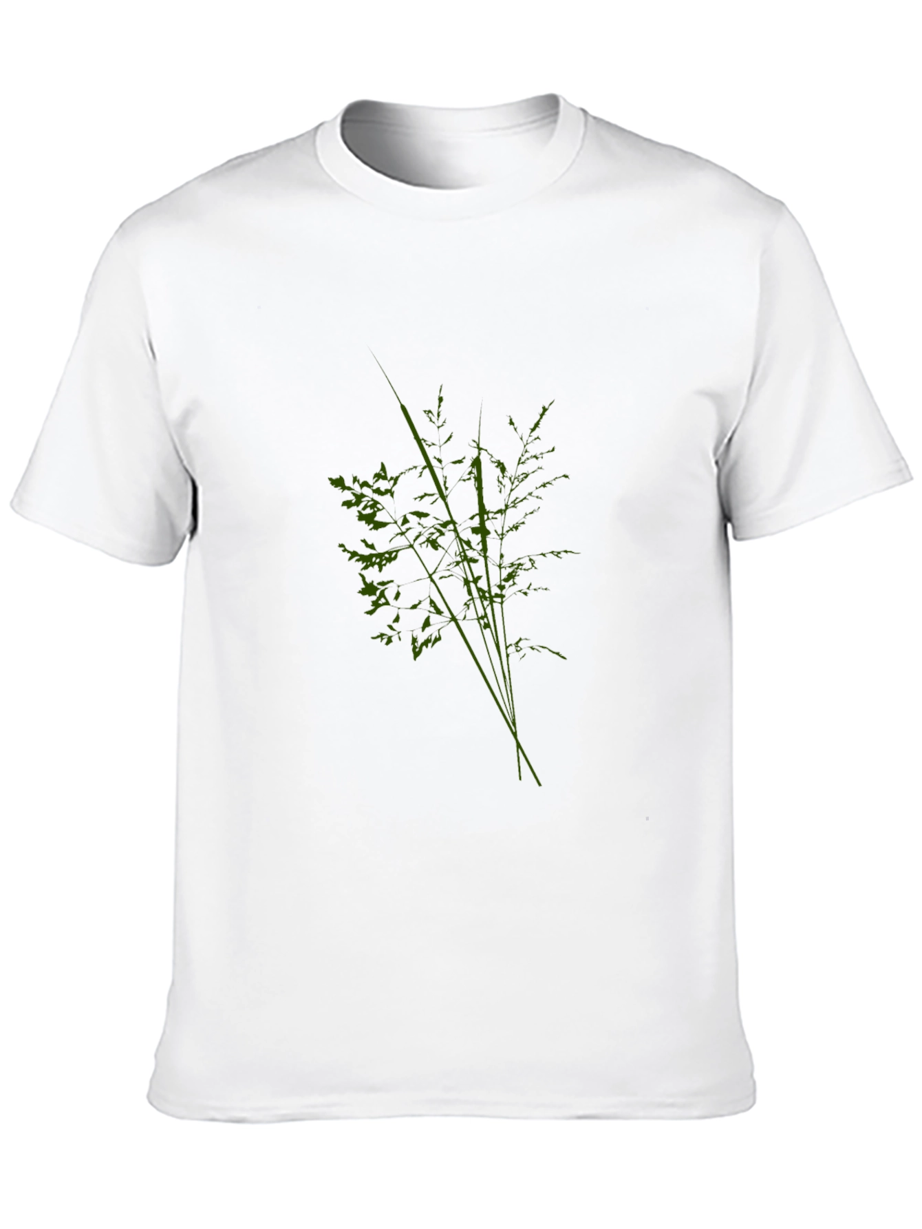 Mens Black Tee with Abstract Green Plant Design