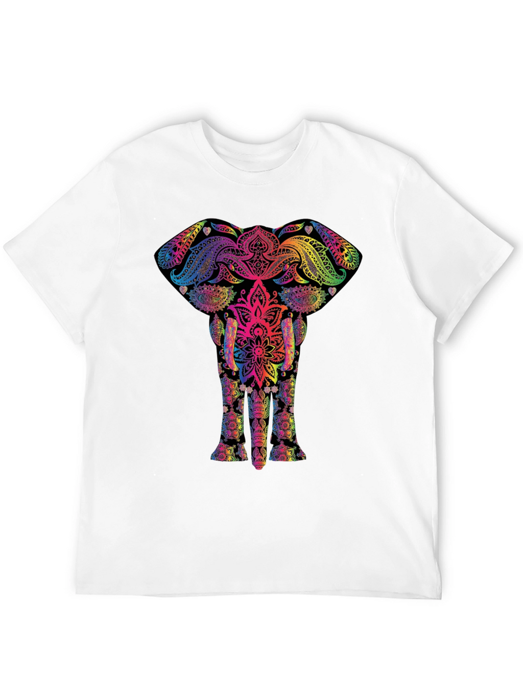 Vibrant Elephant Mandala Graphic Tee - Black