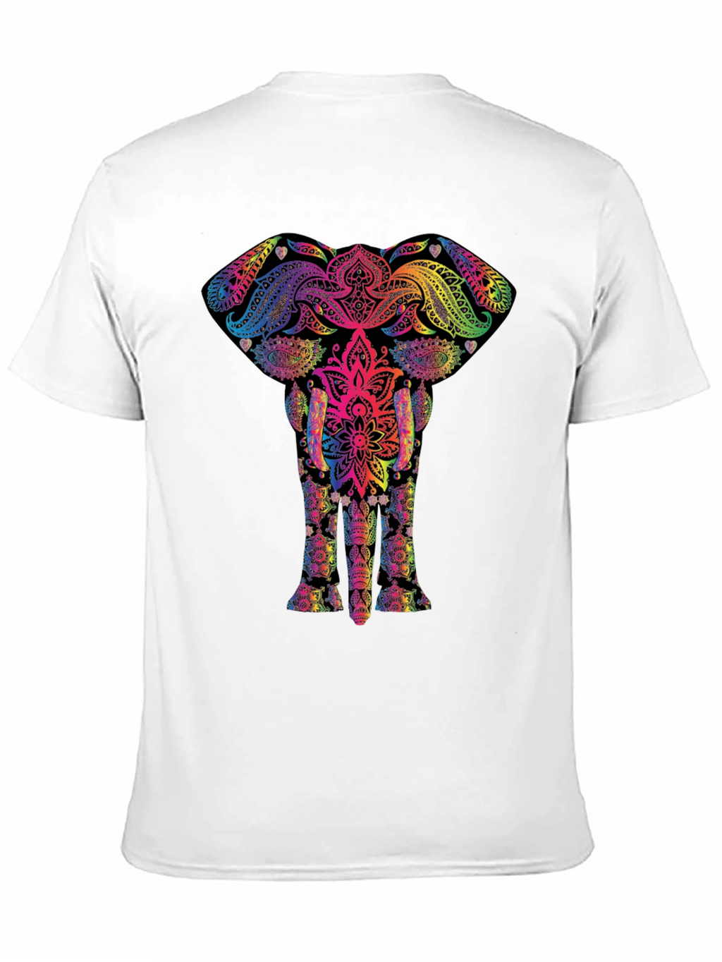 Vibrant Elephant Mandala Graphic Tee - Black