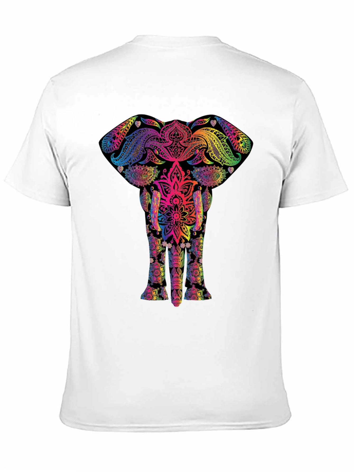 Vibrant Elephant Mandala Graphic Tee - Black