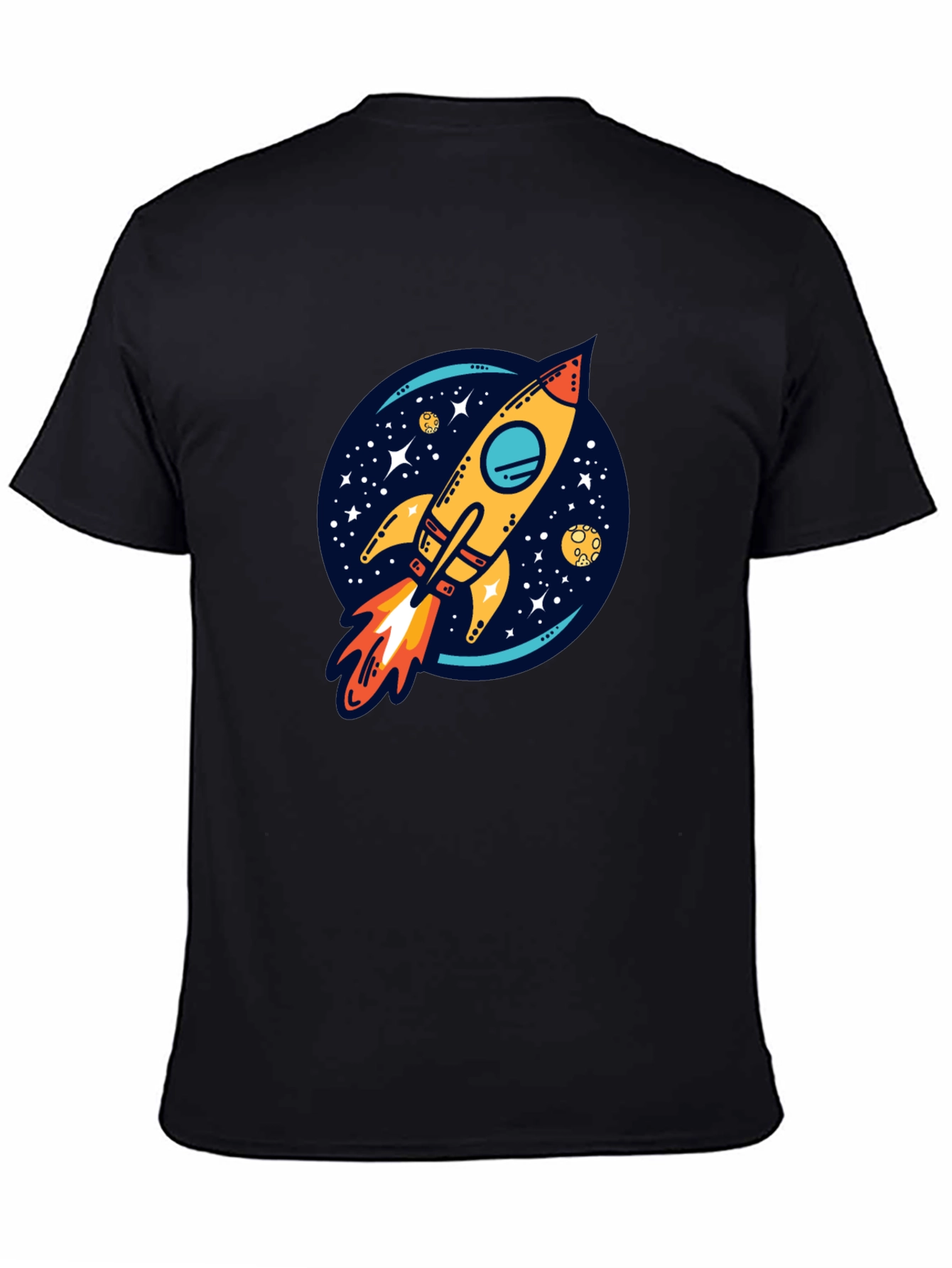 Rocket Launch Graphic Tee - Black Cotton Comfort