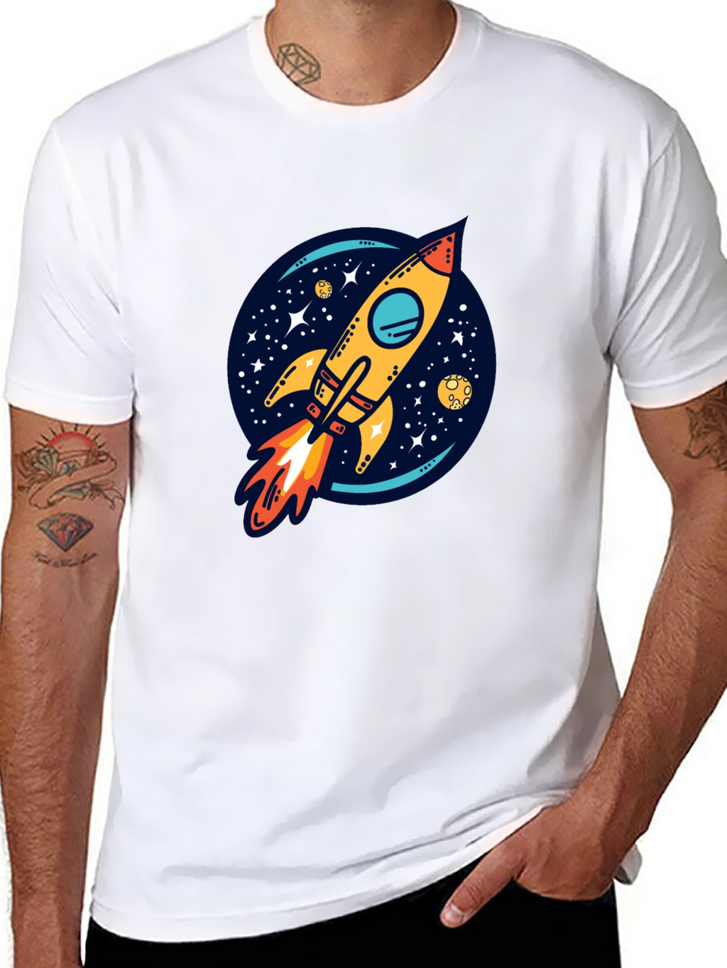 Rocket Launch Graphic Tee - Black Cotton Comfort