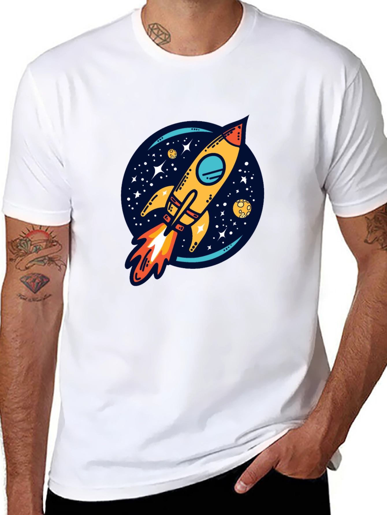 Rocket Launch Graphic Tee - Black Cotton Comfort