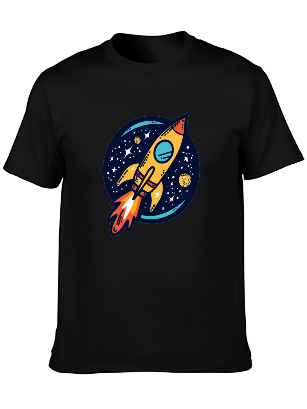 Rocket Launch Graphic Tee - Black Cotton Comfort