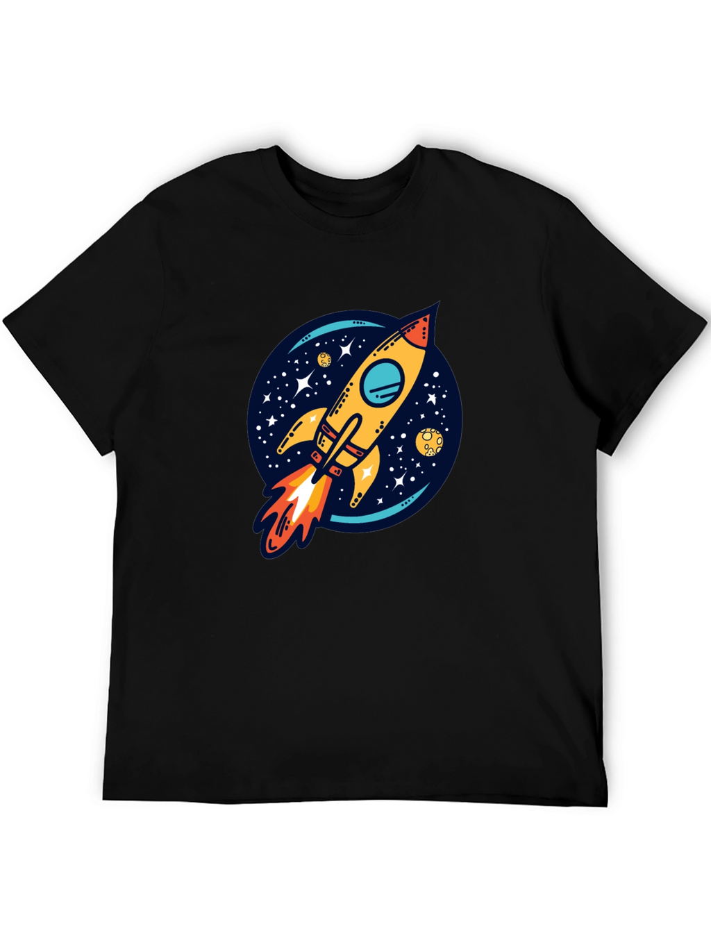 Rocket Launch Graphic Tee - Black Cotton Comfort