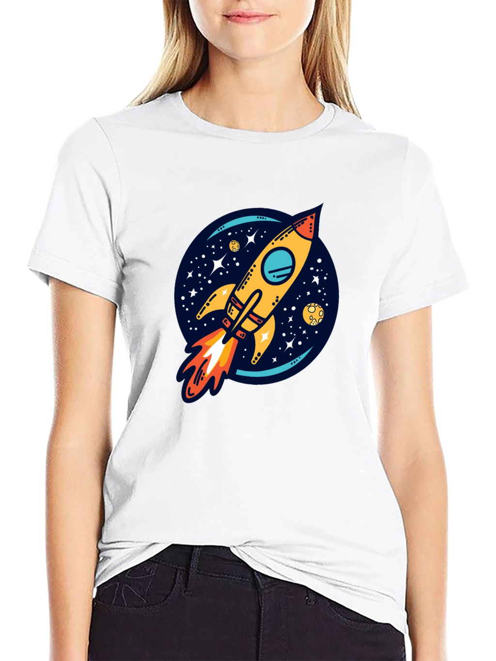 Rocket Launch Graphic Tee - Black Cotton Comfort