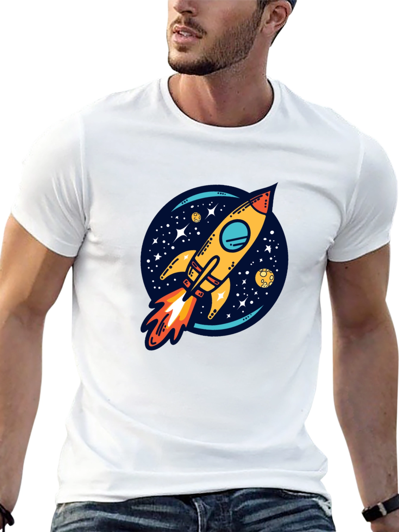 Rocket Launch Graphic Tee - Black Cotton Comfort