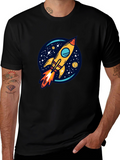Rocket Launch Graphic Tee - Black Cotton Comfort
