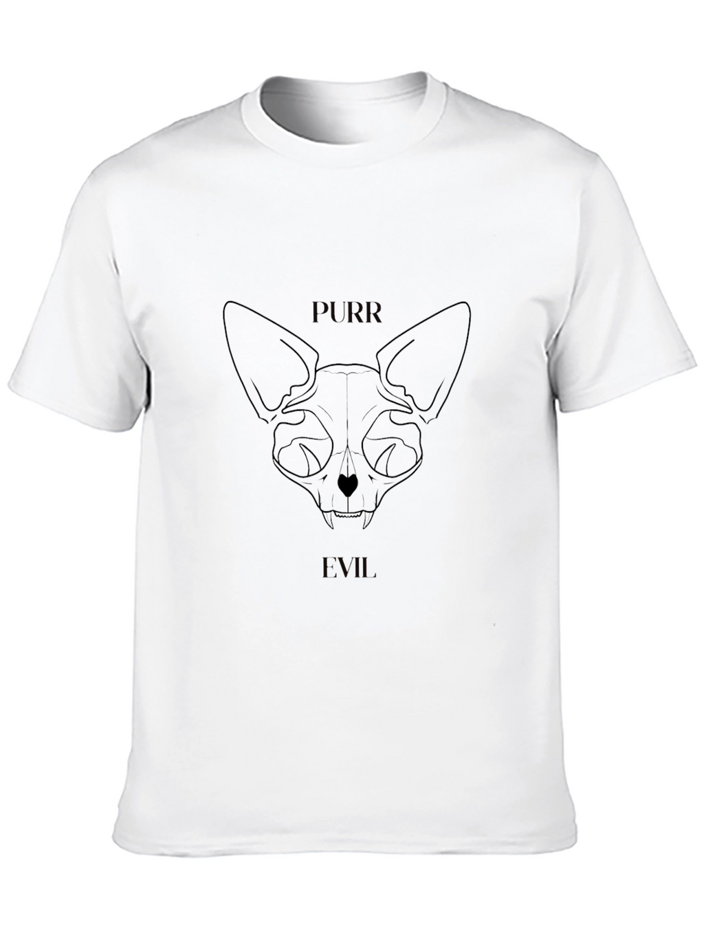 Purr Evil Cat Skull Graphic T-Shirt