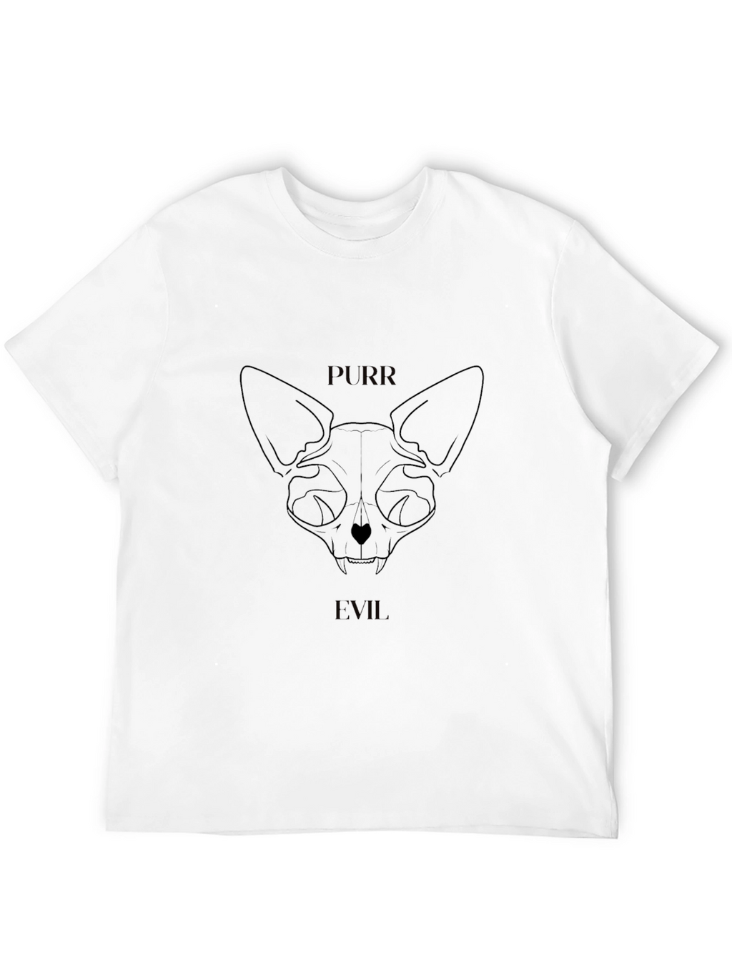 Purr Evil Cat Skull Graphic T-Shirt