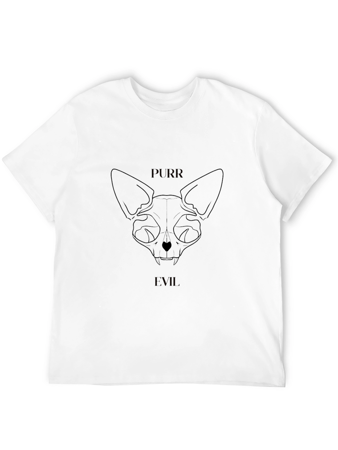 Purr Evil Cat Skull Graphic T-Shirt
