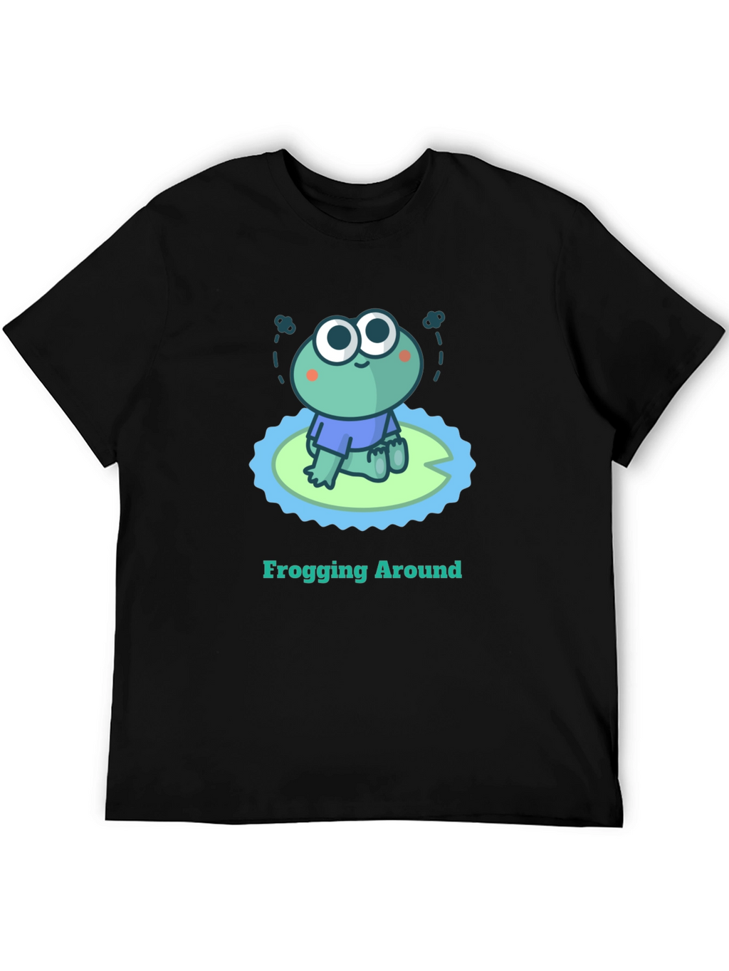 Frogging Around Graphic Tee - Black Cotton T-Shirt