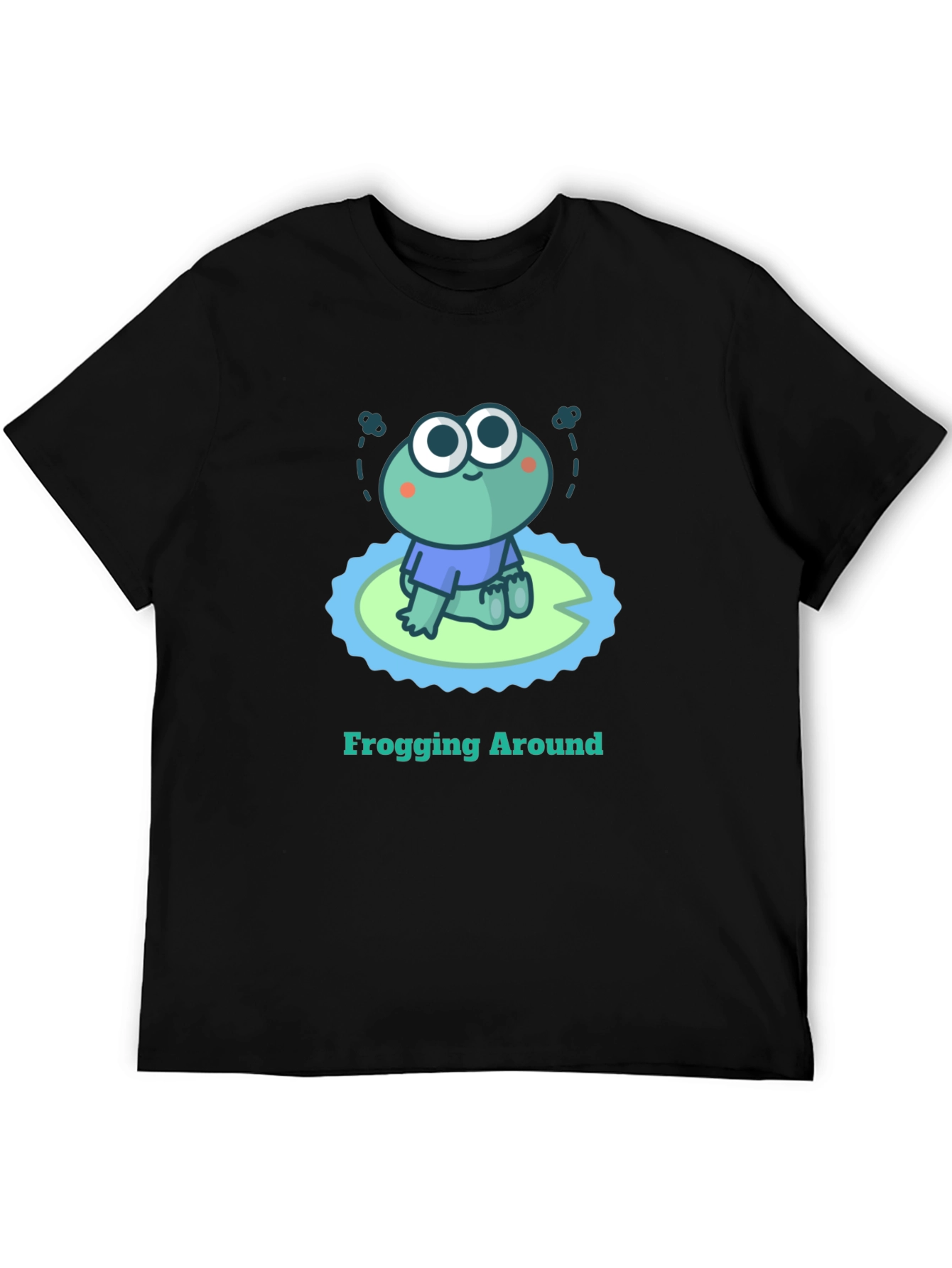Frogging Around Graphic Tee - Black Cotton T-Shirt