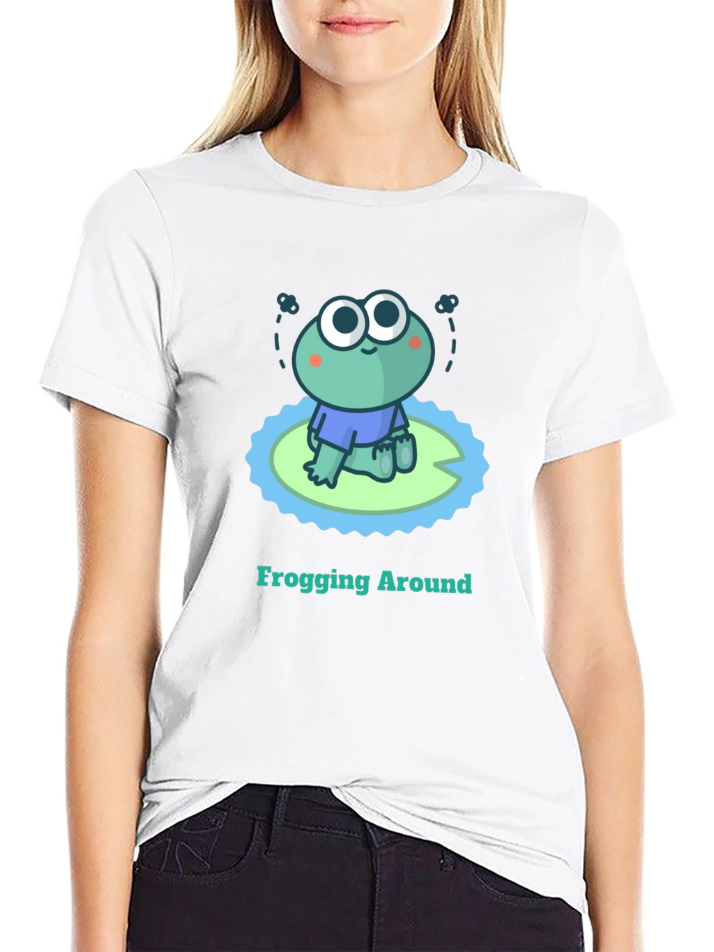 Frogging Around Graphic Tee - Black Cotton T-Shirt