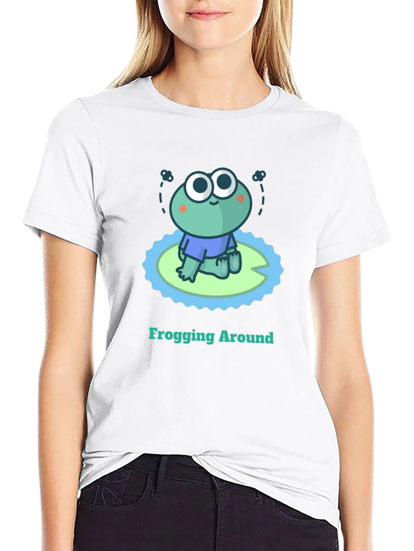 Frogging Around Graphic Tee - Black Cotton T-Shirt