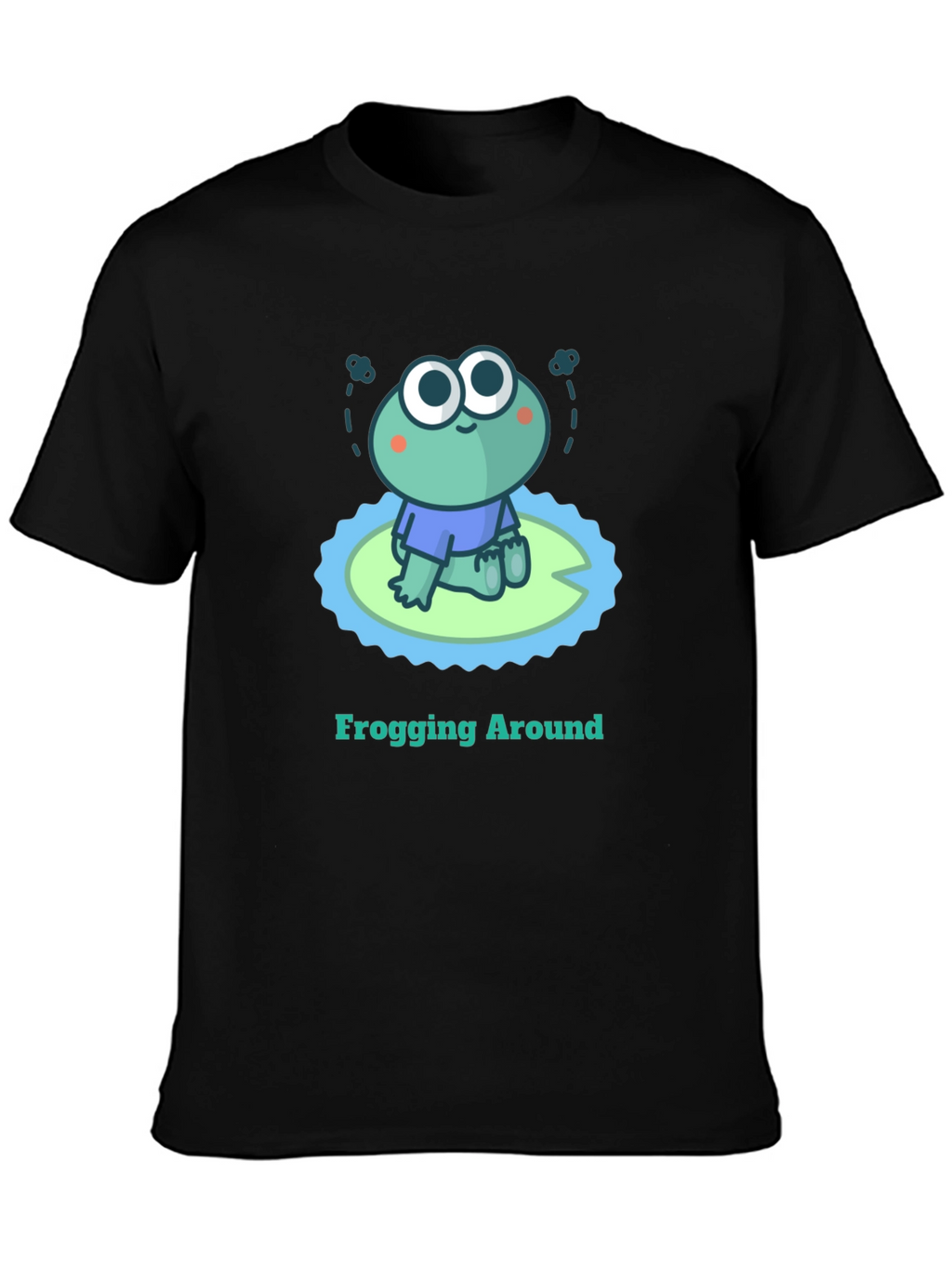 Frogging Around Graphic Tee - Black Cotton T-Shirt