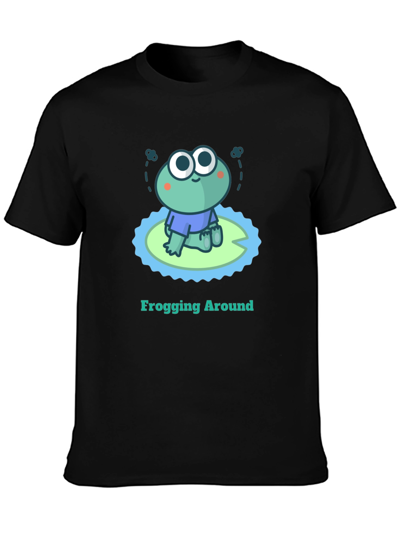 Frogging Around Graphic Tee - Black Cotton T-Shirt