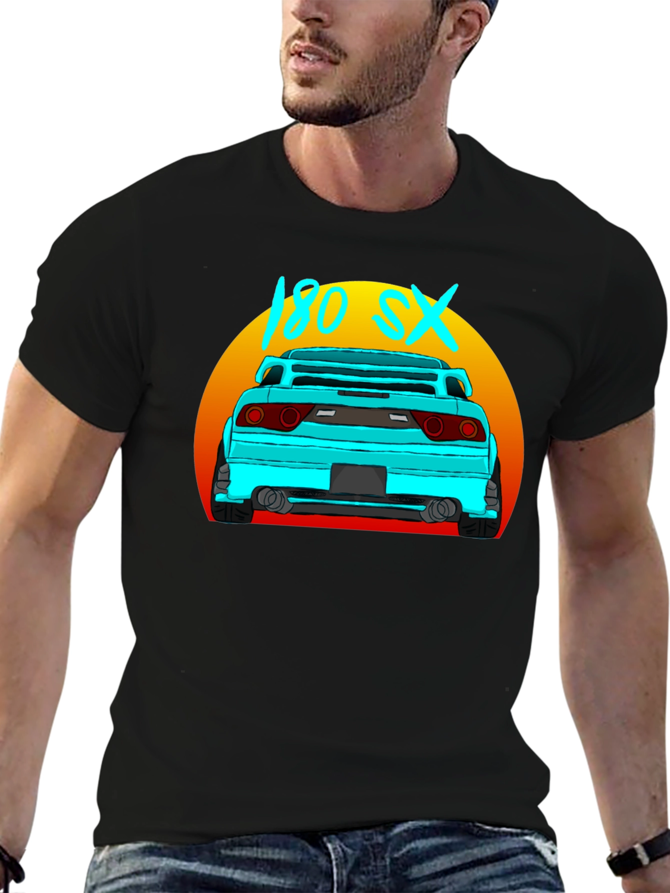 180 SX Car Graphic Black T-Shirt