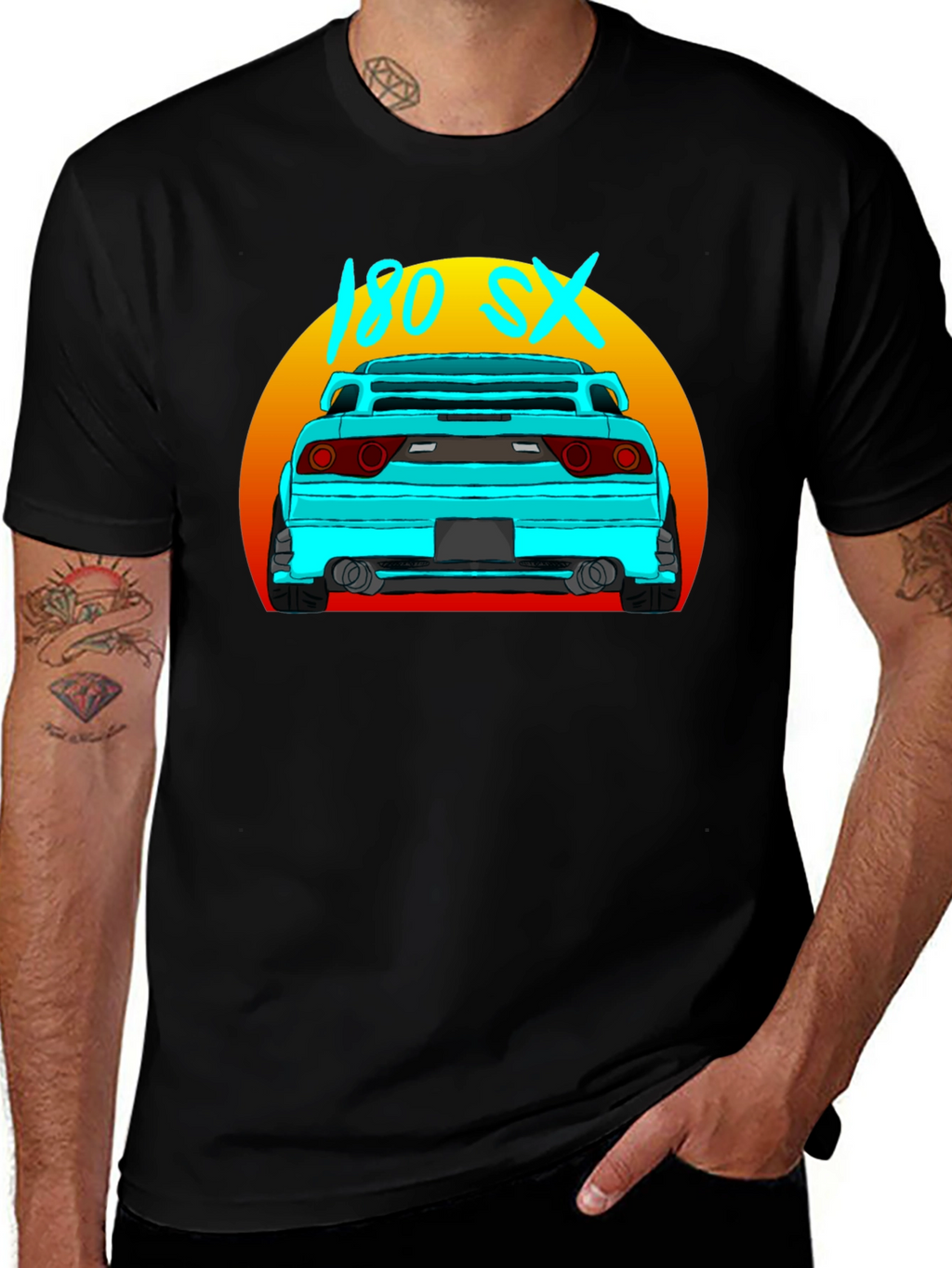 180 SX Car Graphic Black T-Shirt