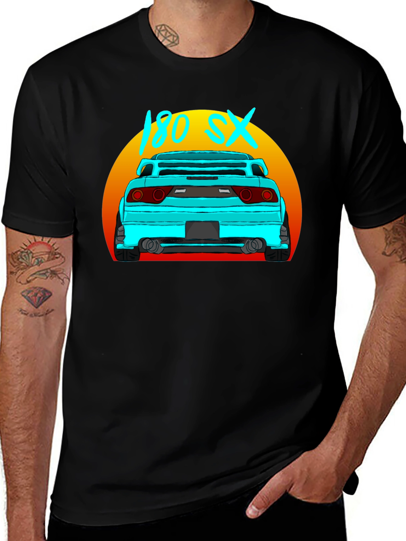 180 SX Car Graphic Black T-Shirt