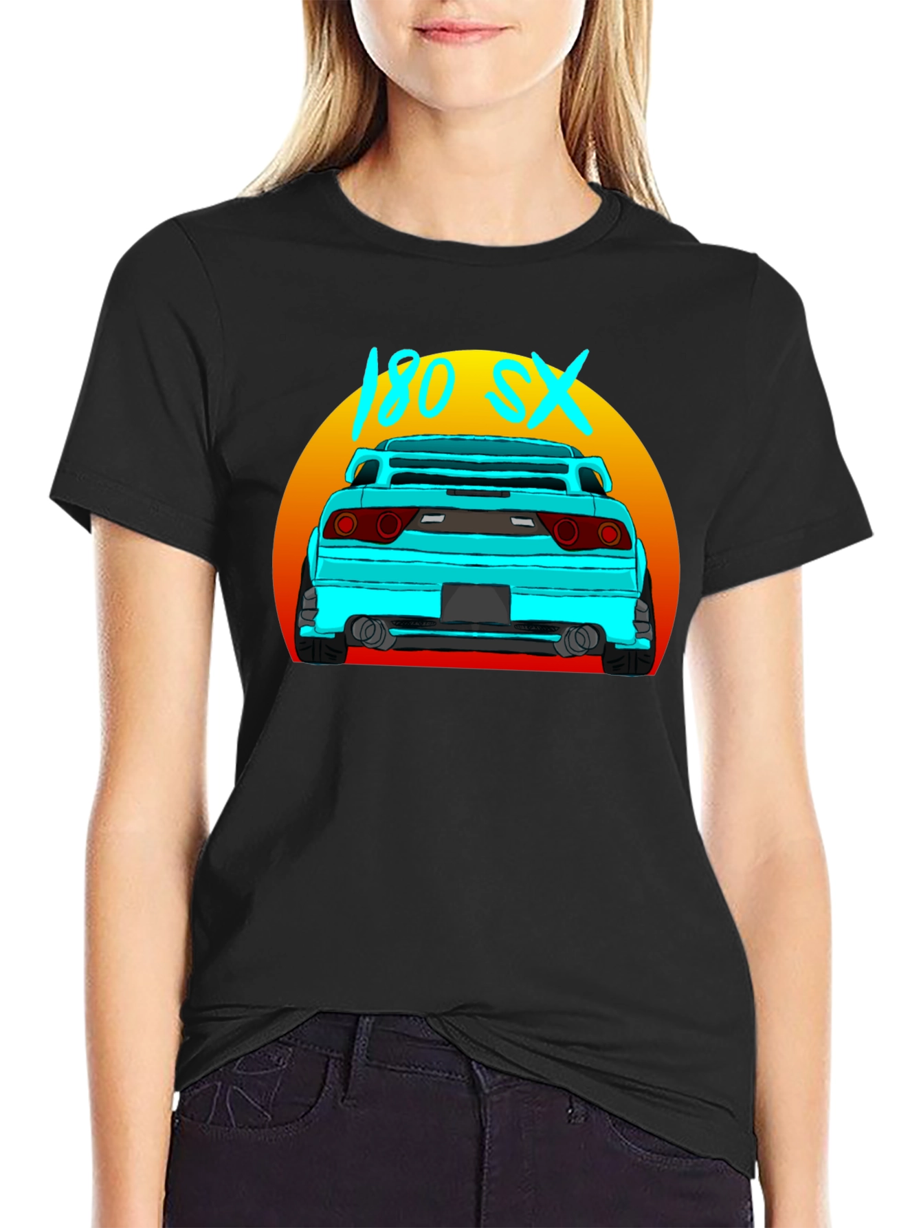 180 SX Car Graphic Black T-Shirt