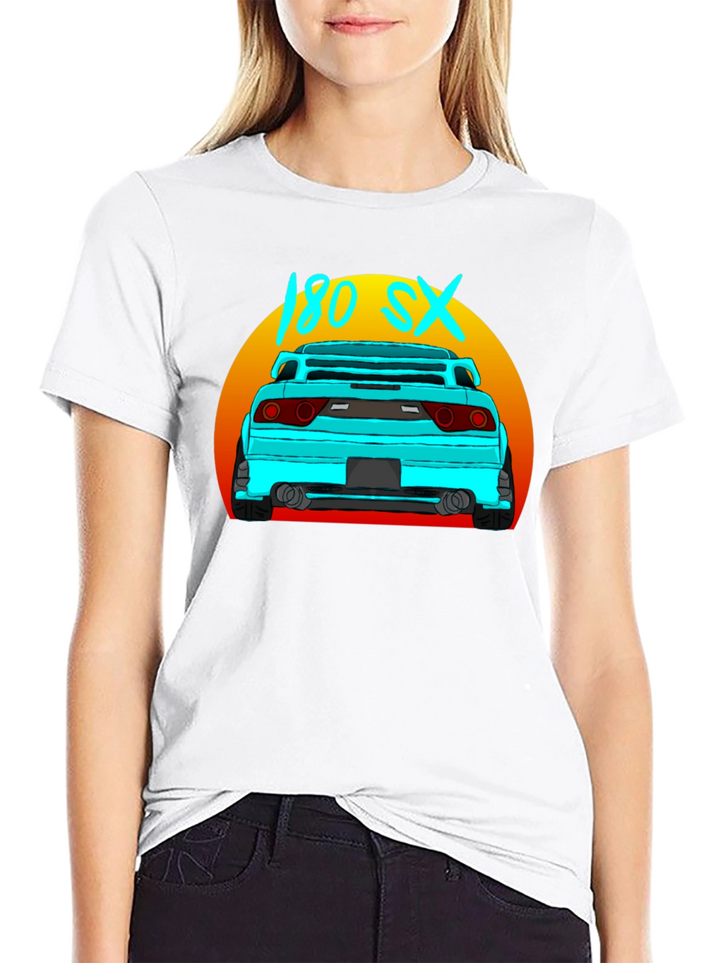 180 SX Car Graphic Black T-Shirt