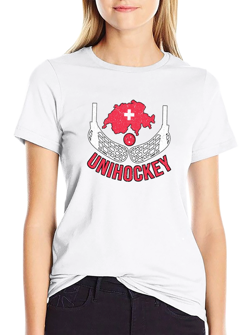 Unihockey Switzerland Map T-Shirt