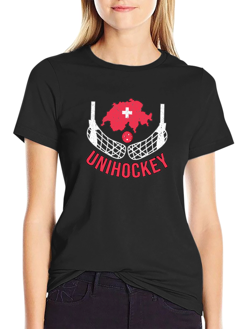 Unihockey Switzerland Map T-Shirt