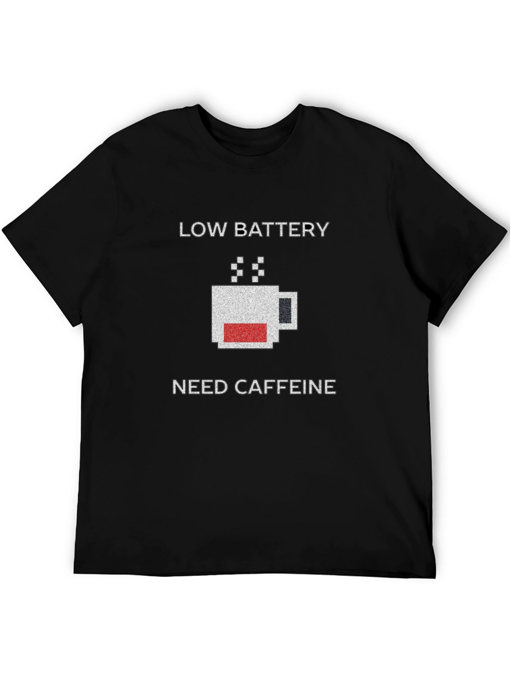 Low Battery Need Caffeine Black T-Shirt