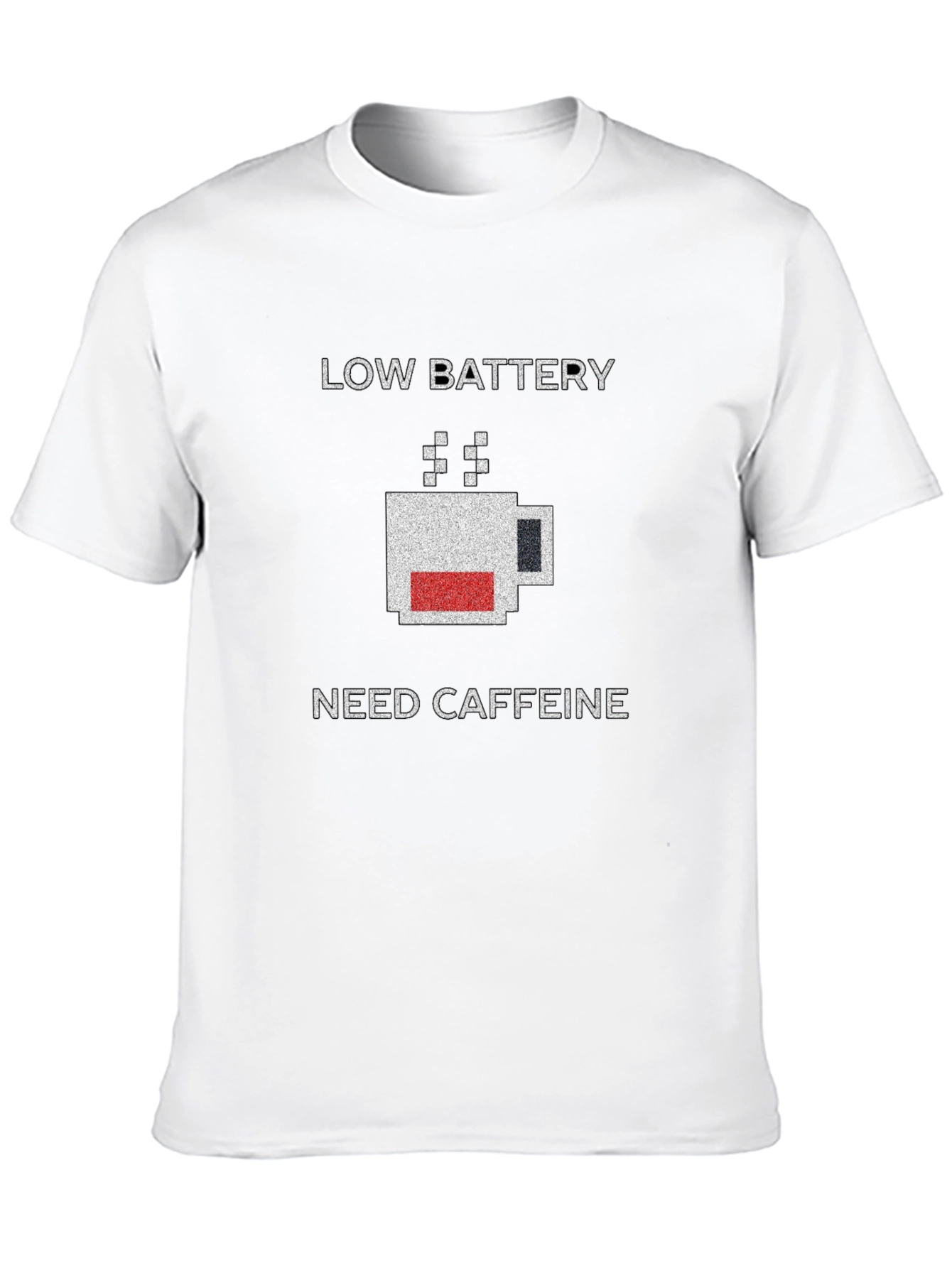 Low Battery Need Caffeine Black T-Shirt