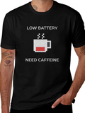 Low Battery Need Caffeine Black T-Shirt