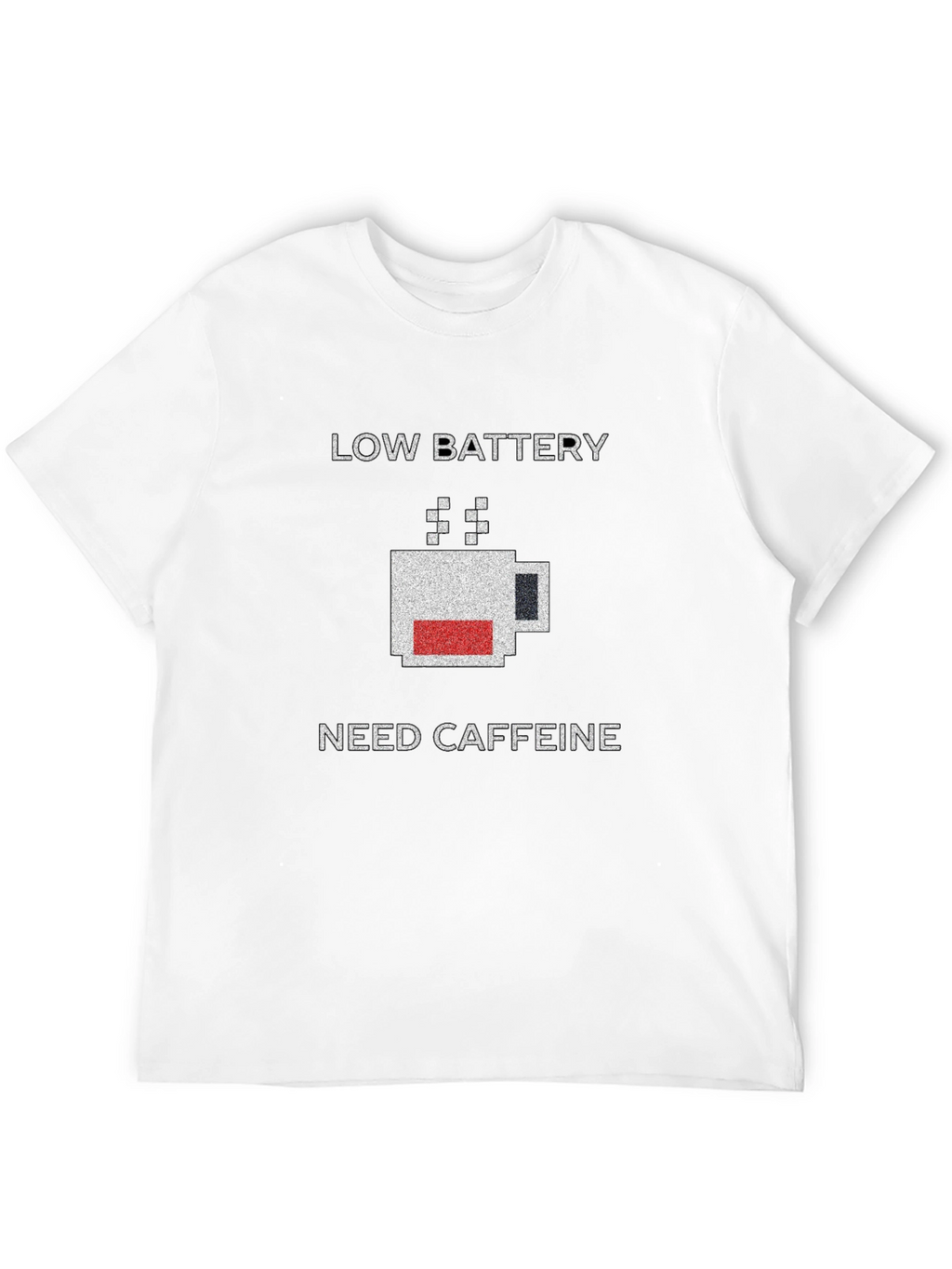 Low Battery Need Caffeine Black T-Shirt