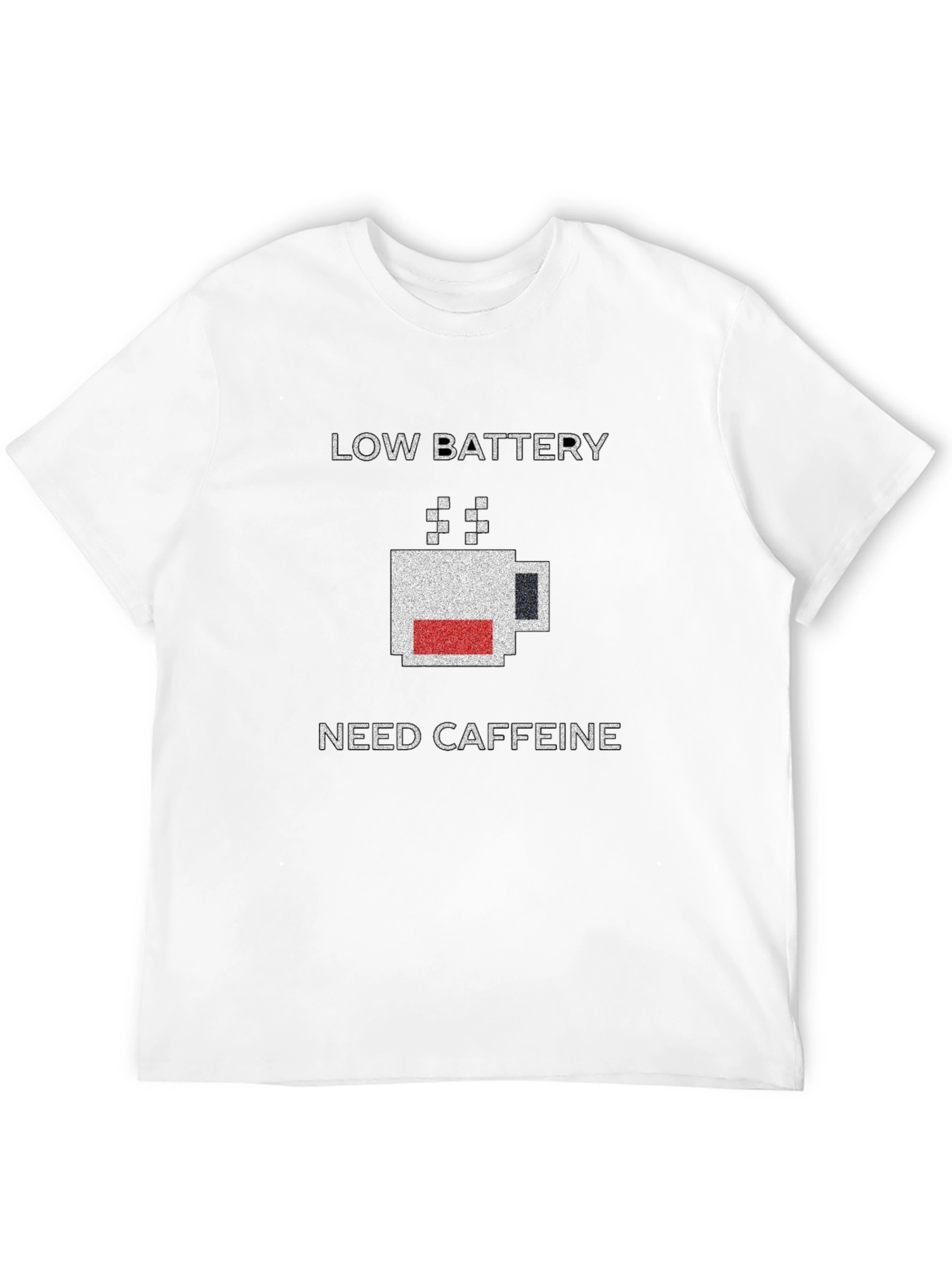 Low Battery Need Caffeine Black T-Shirt
