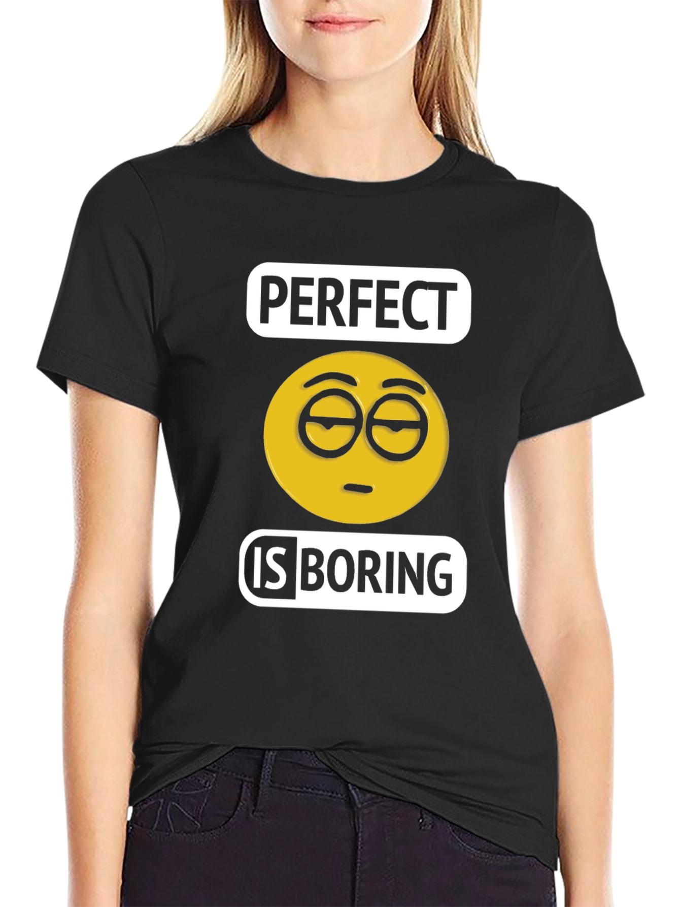 Perfect is Boring Emoji T-Shirt Black