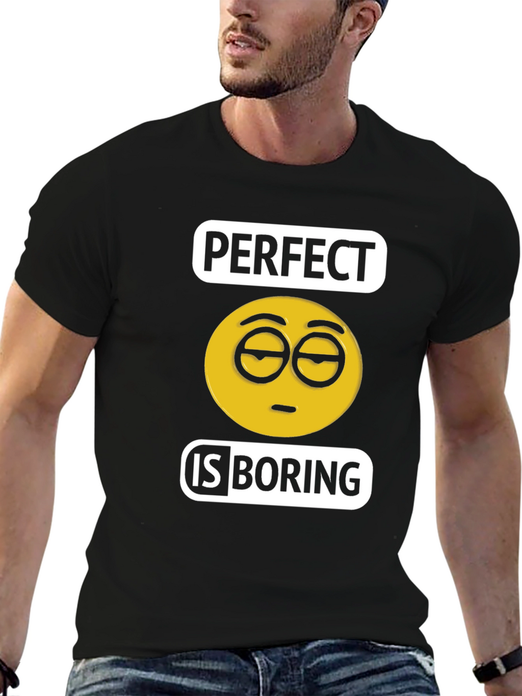 Perfect is Boring Emoji T-Shirt Black