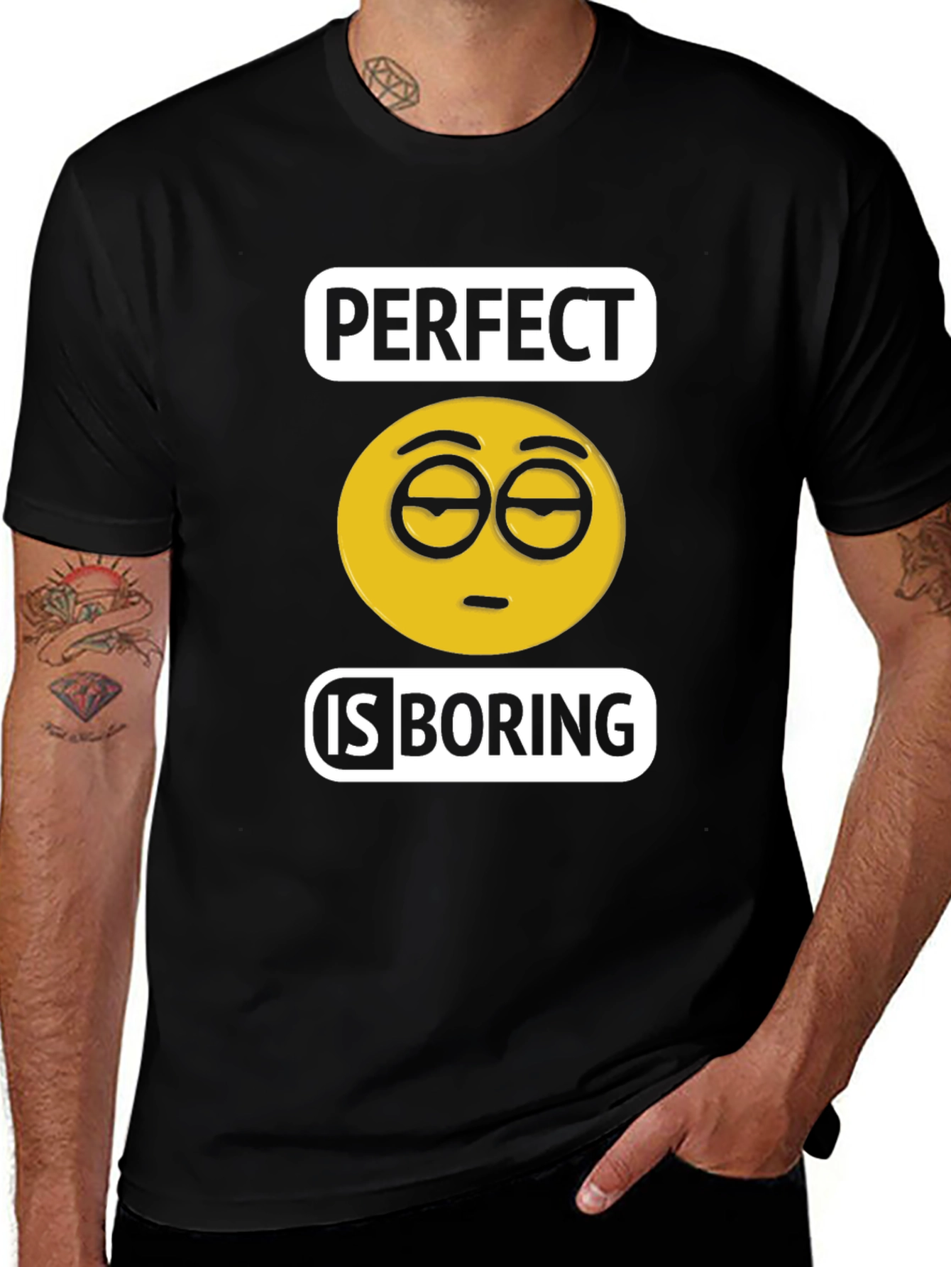Perfect is Boring Emoji T-Shirt Black