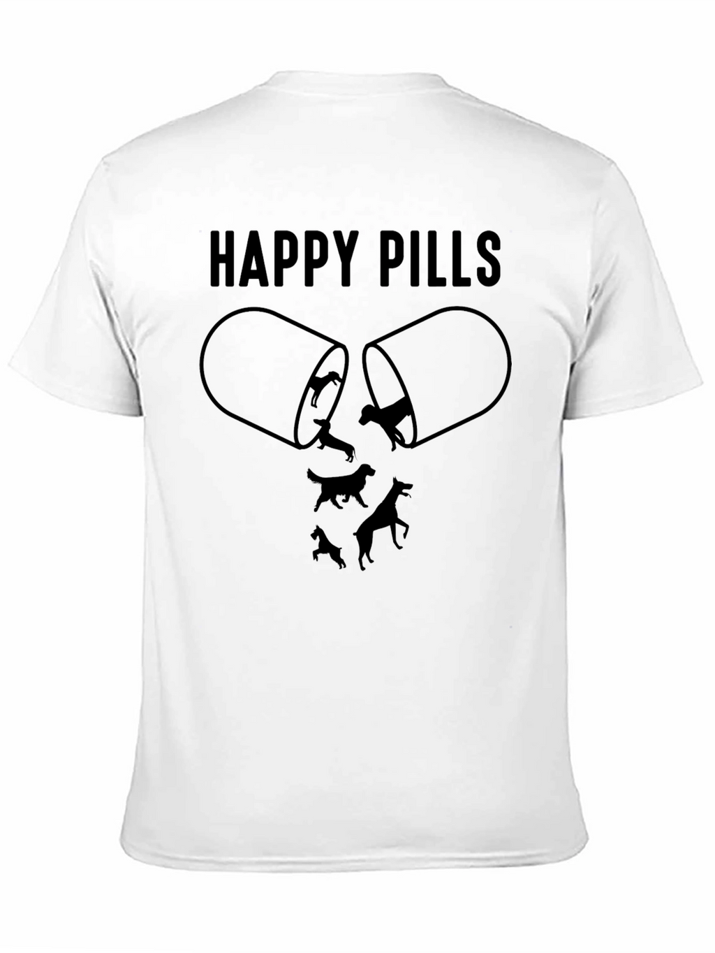 Happy Pills Dog Graphic T-Shirt Black