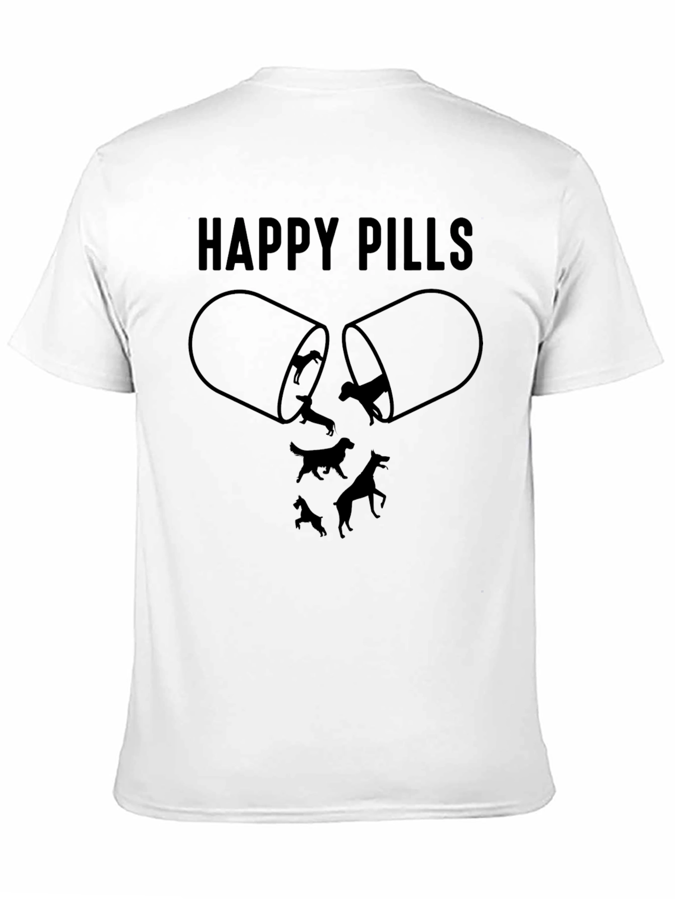 Happy Pills Dog Graphic T-Shirt Black
