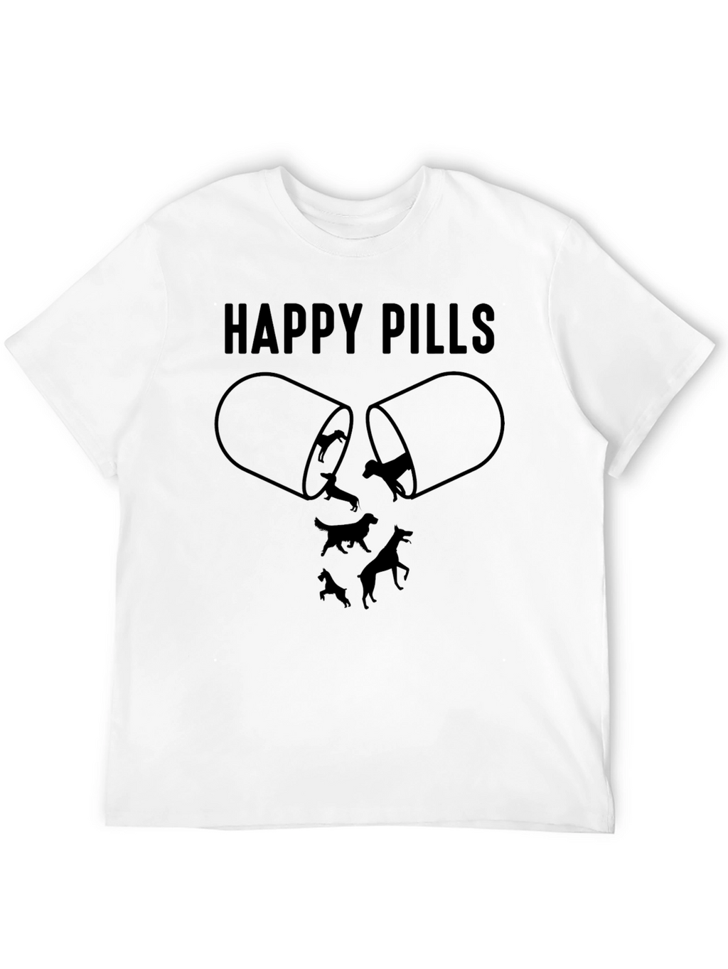 Happy Pills Dog Graphic T-Shirt Black