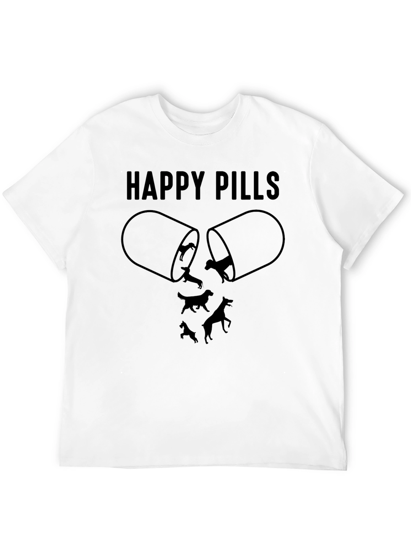 Happy Pills Dog Graphic T-Shirt Black