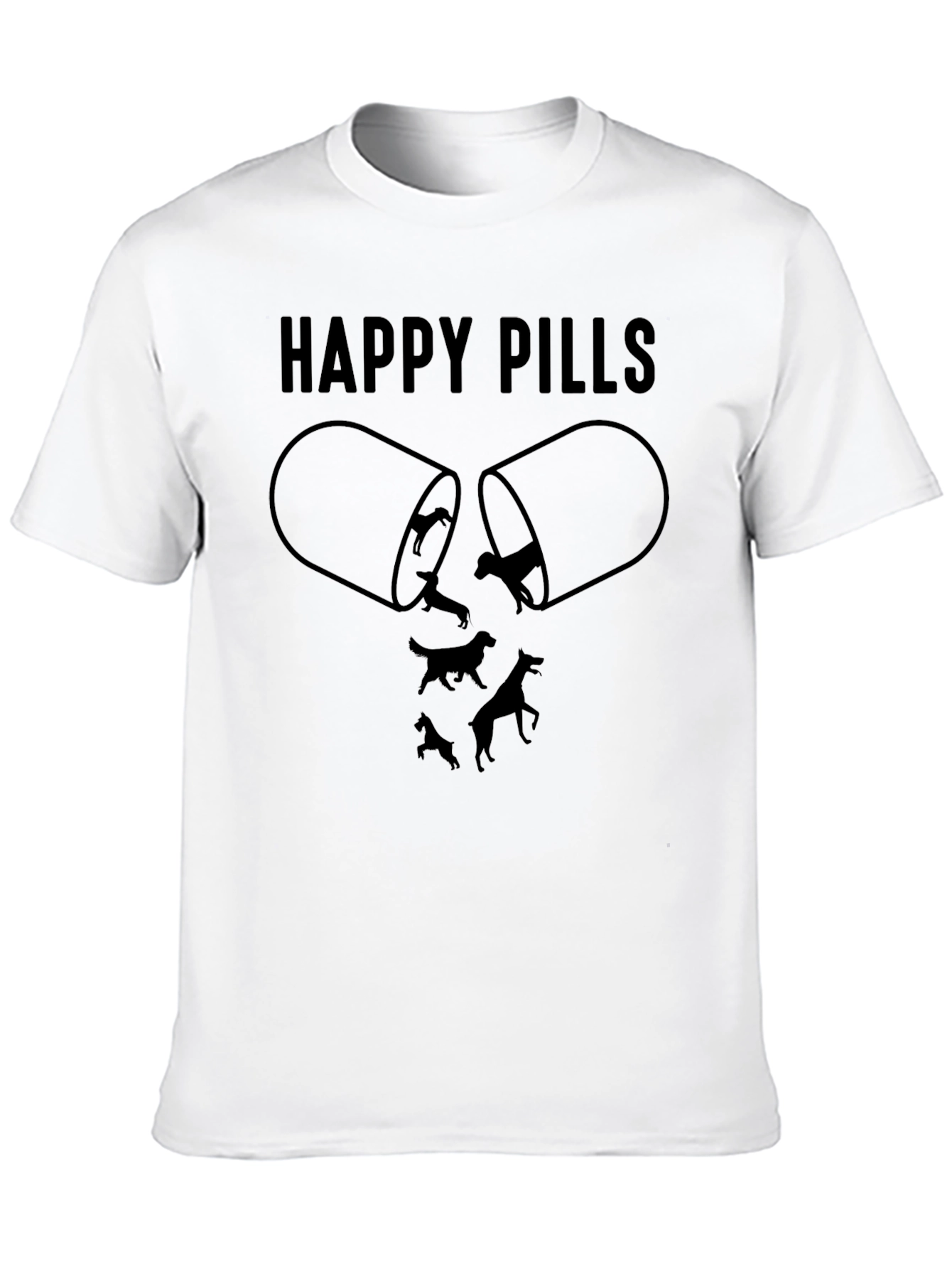 Happy Pills Dog Graphic T-Shirt Black