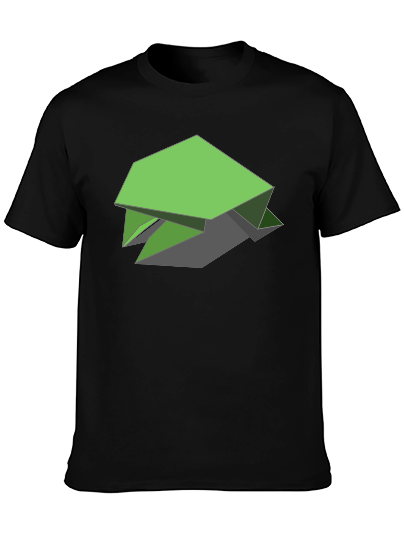 Geometric Green Turtle Graphic Tee - Black