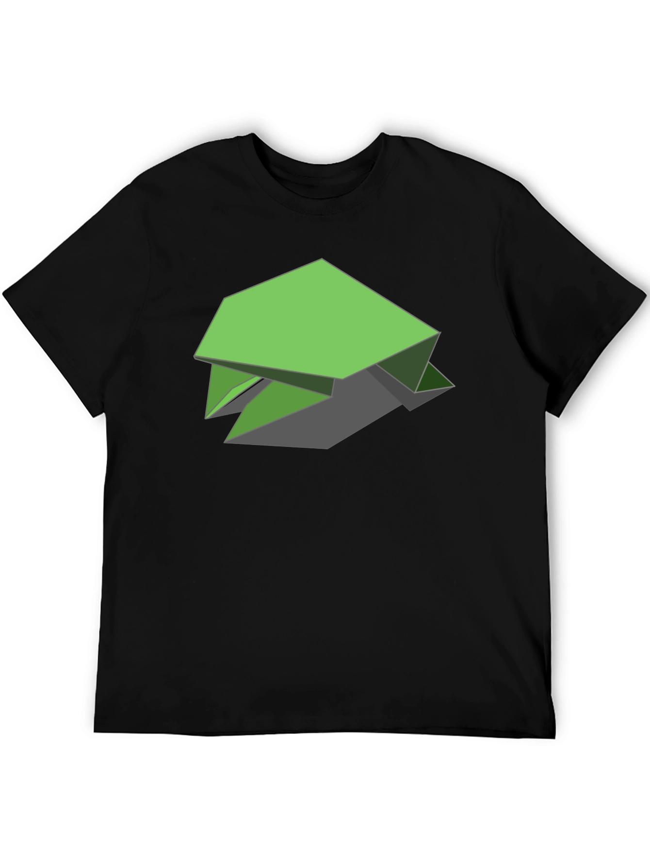 Geometric Green Turtle Graphic Tee - Black