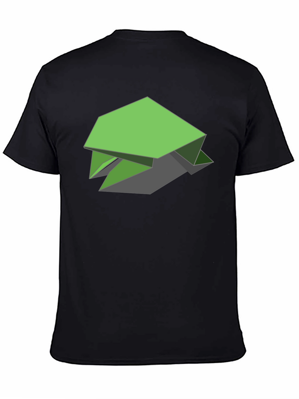 Geometric Green Turtle Graphic Tee - Black